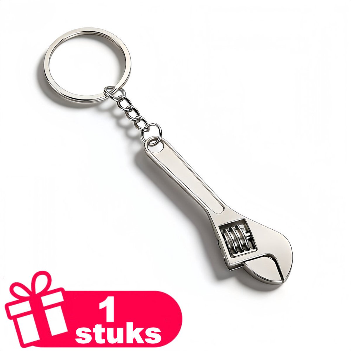 Decopatent - Premium Keychain - Metalen Sleutelhanger Verstelbare Moersleutel Baco - Gereedschap Design - Zilverkleurig