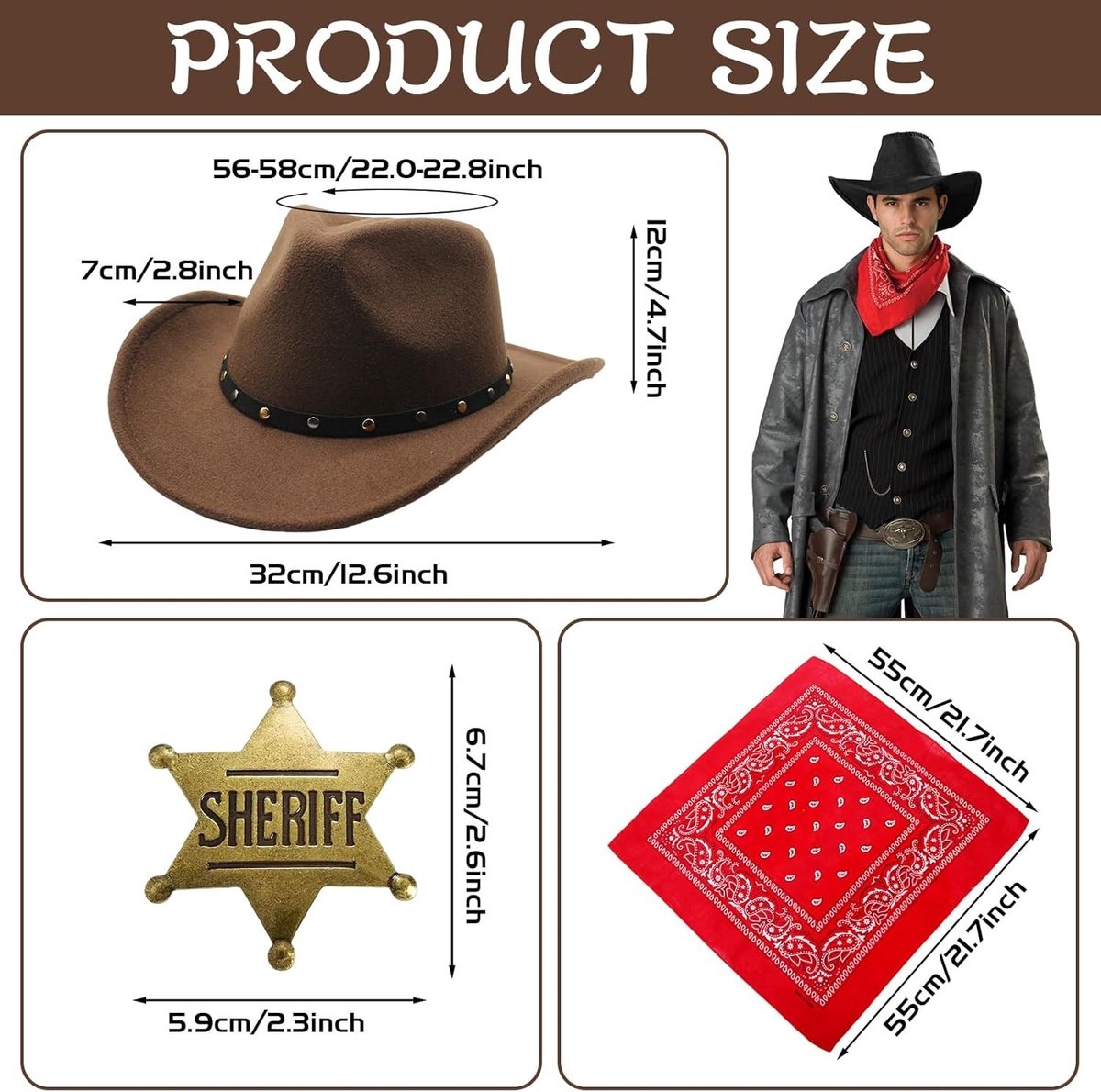 Cowgirl Kostuum voor Vrouwen met Neckerchief en Hoed - Perfect voor Raveparty en Carnaval, Inclusief Accessoires