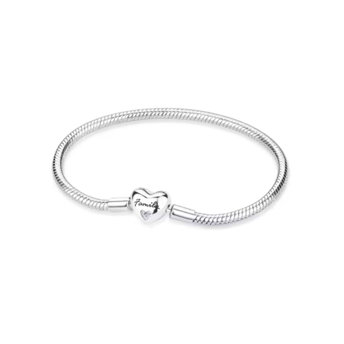 Fler® | Bedelarmband met Hart Sluiting | Armband Zilver | 925 sterling zilver | geschikt voor alle populaire bedel collecties (standaard - 3mm) | Elegante dames armband | maat 20 | Valentijnsdag Cadeau | Sinterklaas kado | Kerstcadeau | Verjaardag