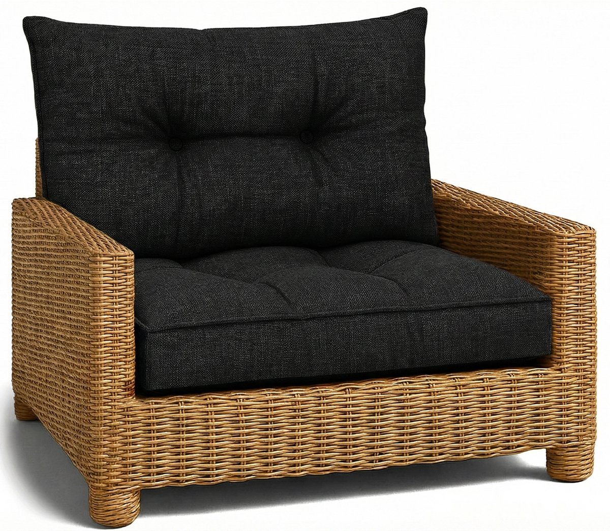 Kussen Lounge Tuinmeubelen - Rugkussen 40x60 cm Rug Rattan Ideaal voor balkon terras loungeset buiten comfort vulling dik duurzaam Grafiet Eco-linnen