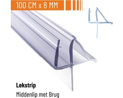 Simple Fix Douchestrip - DUO-pack - Lekstrip - Waterkering - Douchedeurafdichting 100CM Lang - 6/7/8MM Glasdikte - Lekdorpel & Bolprofiel Onderkant