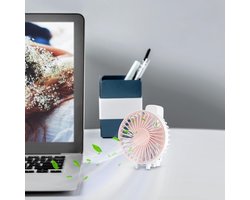 Handventilator - Draagbare Mini Ventilator - Mini Fan Oplaadbaar - 3 nelheidsinstellingen - Kleine Portable Ventilator met USB - Oplaadbaar - Opvouwbaar Ontwerp - Draadloze Tafelventilator - Ideaal voor op reis, kamperen of reizen - Roze