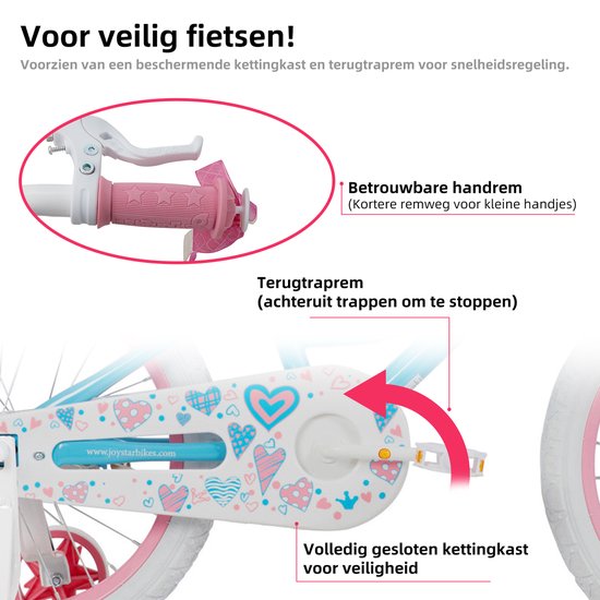 JOYSTAR Angel Meisjesfiets - Verschillende Maten 18 Inch - Met Zijwieltjes - Handrem - Inclusief Mandje - Blauw - Geschikt voor buitenactiviteiten in de lente van JOYSTAR — afbeelding 5