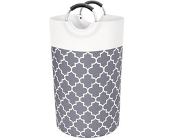 Wasmand - Grote wasmand - Opvouwbare wasmand - Waszak - Stoffen wasmand voor badkamer, slaapkamer & wasruimte - Grijs - 115 L