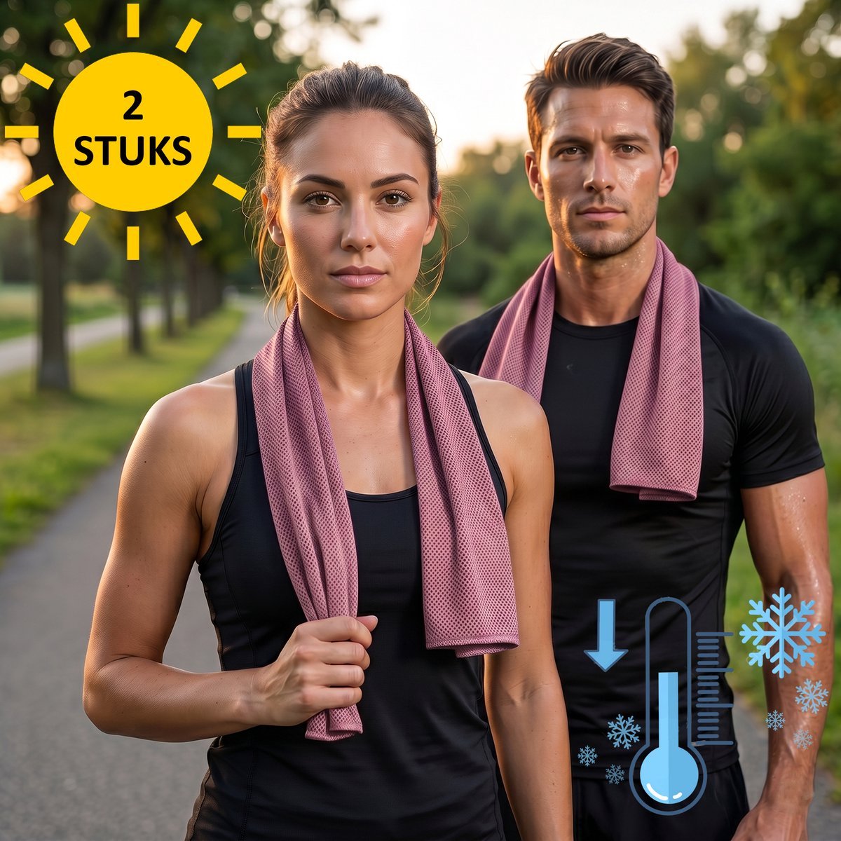 Sorprese Koelhanddoek - 2 Stuks - Roze - Verkoelende Handdoek - Cooling Towel - Microvezel - Ice Towel - Ijshanddoek - Koelsjaal