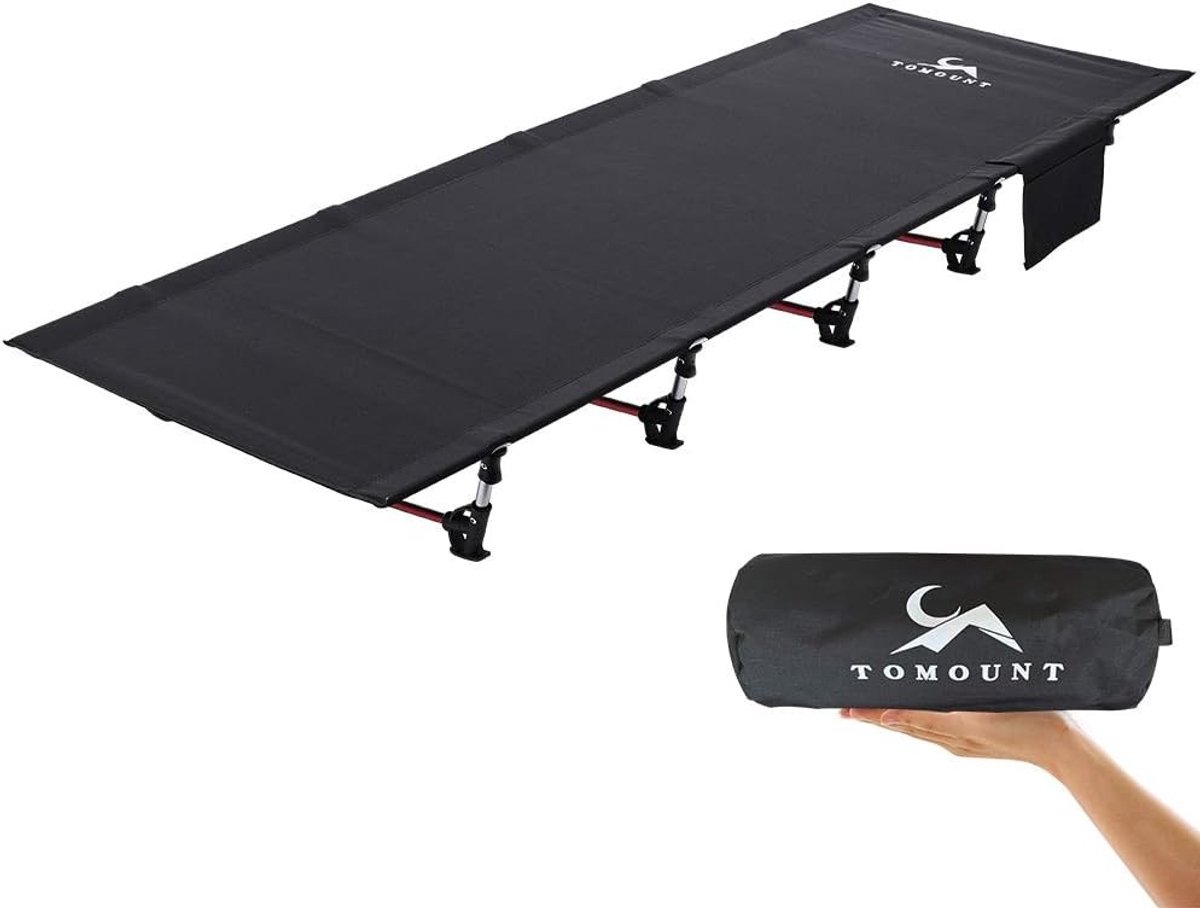 Inklapbaar Veldbed - Kationische Stof/Zwart - Ultralicht en Compact - Eenvoudig te Monteren - Voor Kamperen en Outdoor