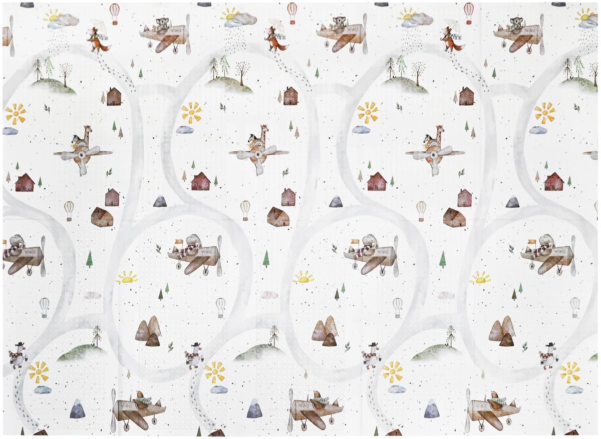 NilaFee® - Speelmat Baby - Speelkleed - Anti slip - Opvouwbaar - Opbergtas - 147 x 190 - XPE - CE getest - Waterafstotend - Auto - Vliegtuig - Terrazo Brown — afbeelding 9