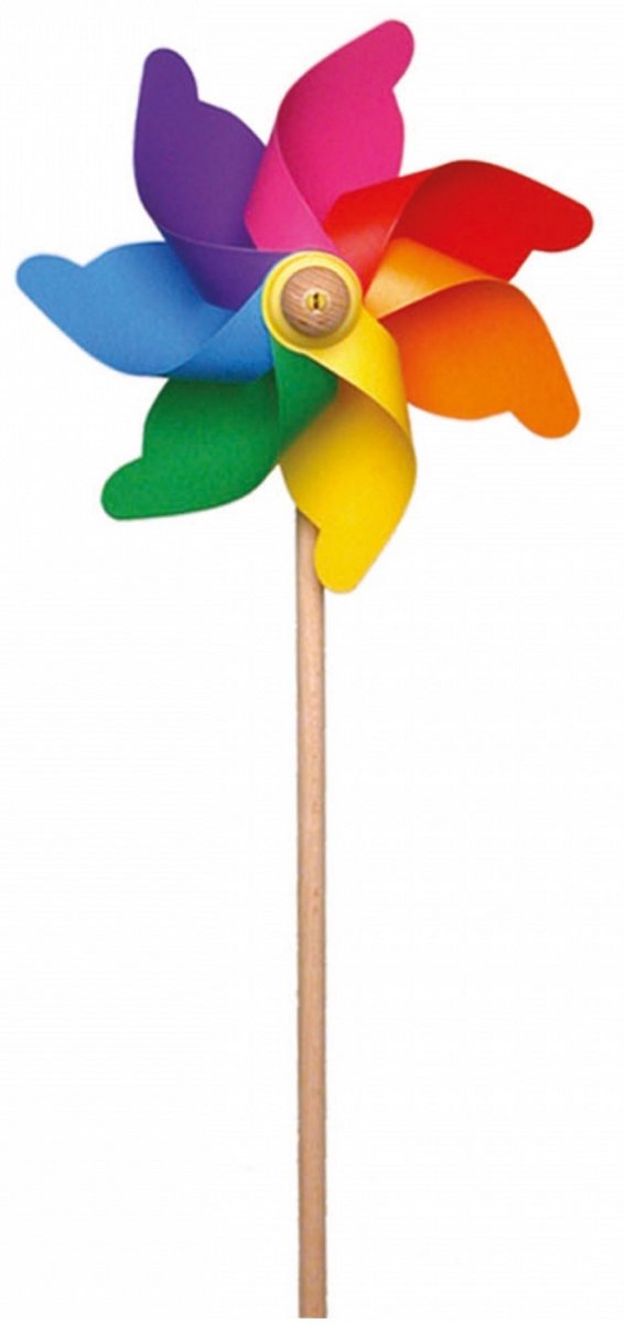 Windmolen - Regenboog - Kunststof - 21x58cm - Met houten stok - 1st.