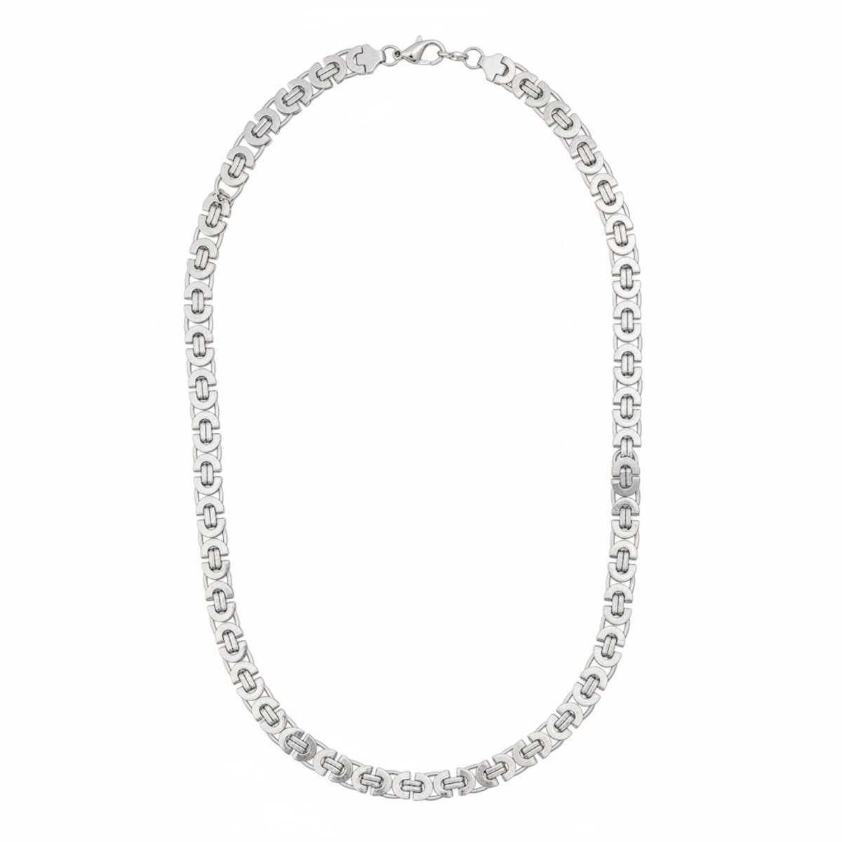 Ice Wolf – Platte Koningsketting – Byzantine Chain - Koningsschakel - 10 mm - 60 cm – Stainless Steel