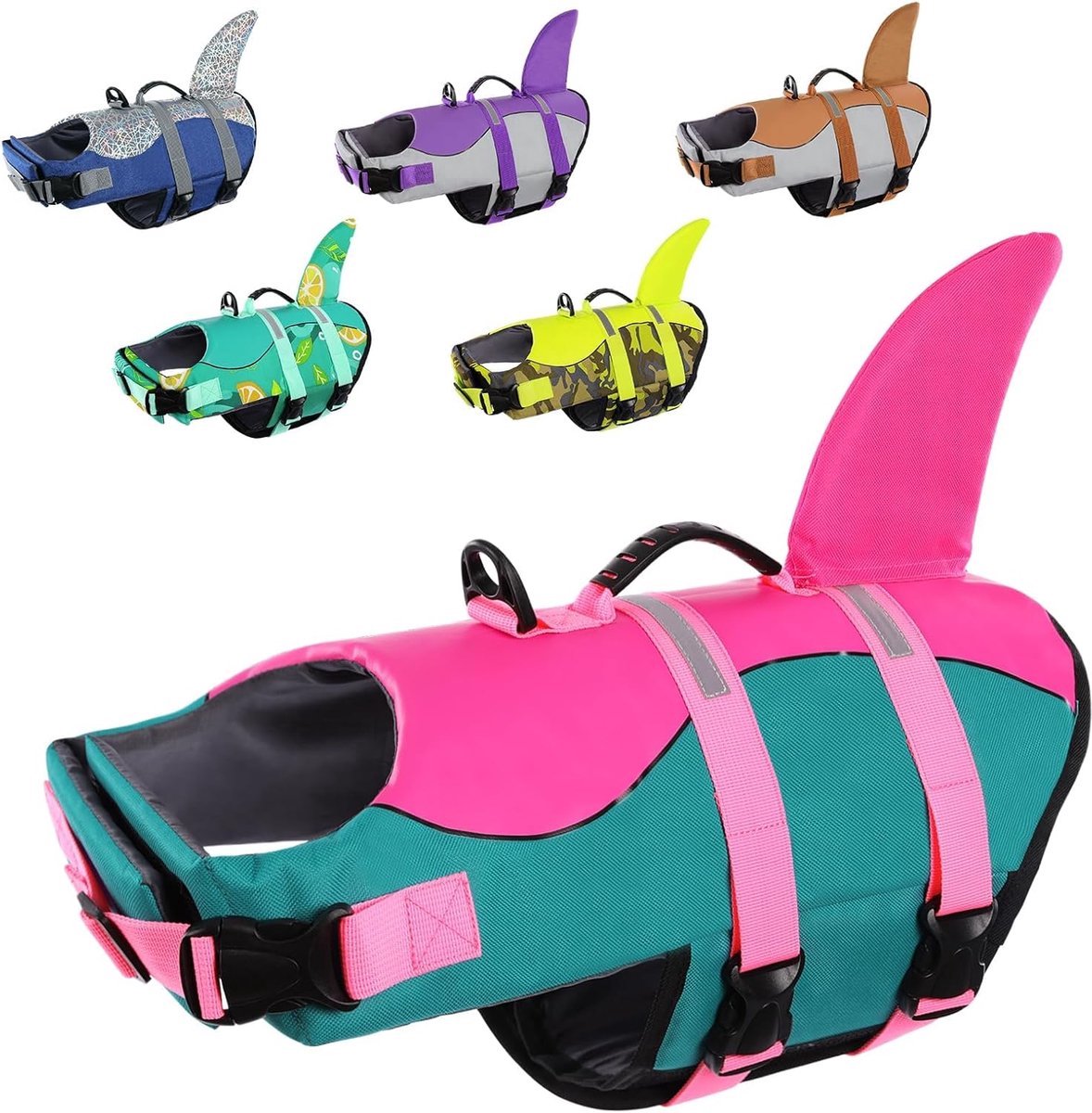 Solvix hondenzwembad - Hondenzwemvest - Pink-Blue - Inclusief Haak en Lussen Sluiting - Reflecterende Strepen - Voor Kleine Honden