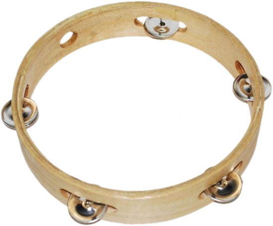 Tamboerijn - hout - 20 cm - muziek instrumenten - voor kinderen/volwassenen