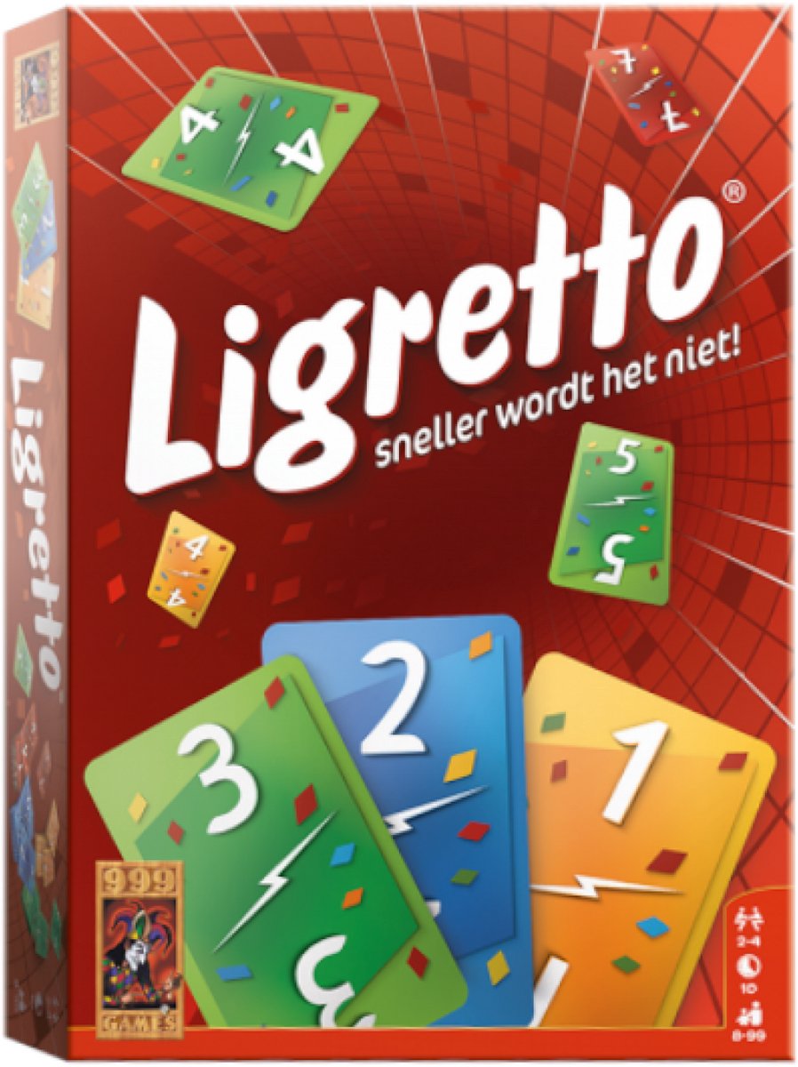 999 Games - Ligretto: Rood - Kaartspel - Iedereen speelt tegelijkertijd - Familiespel - Gezelschapsspel - Actiespel - Klein cadeautje