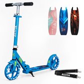 ALVIX Kinderstep blauw, opvouwbare step voor kinderen met 200 mm LED-wielen, draagriem, in hoogte verstelbaar stuur, breed deck, vanaf 6 jaar, tot 100 kg