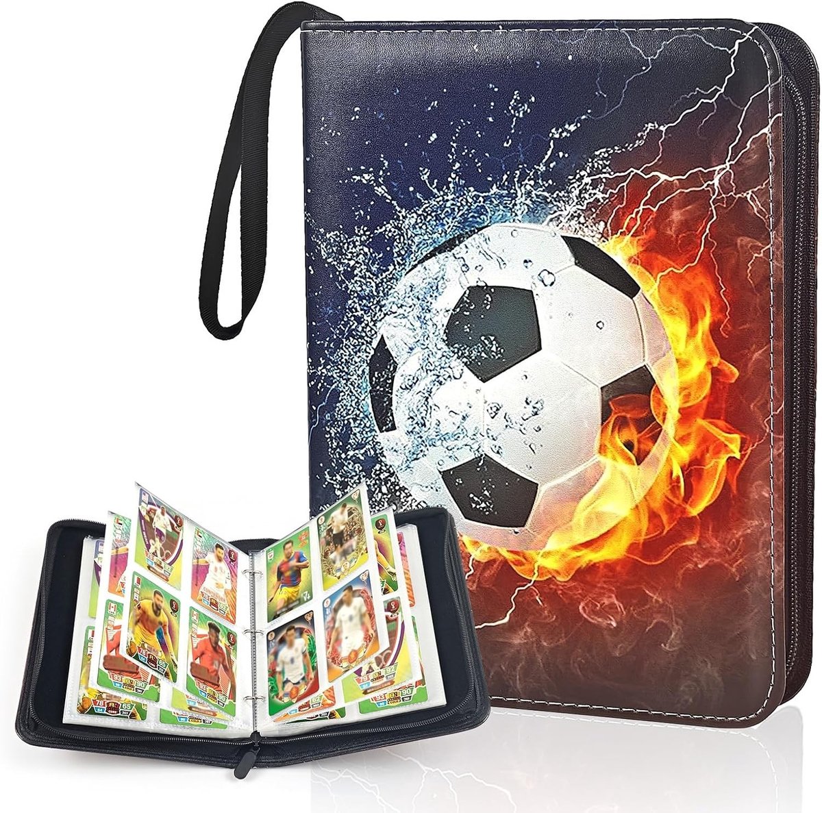 Verzamelalbum voor Voetbalkaarten - Waterdicht PU-leer - Capaciteit voor 400 Kaarten - Met Ritssluiting - Voor Kaartenverzamelaars