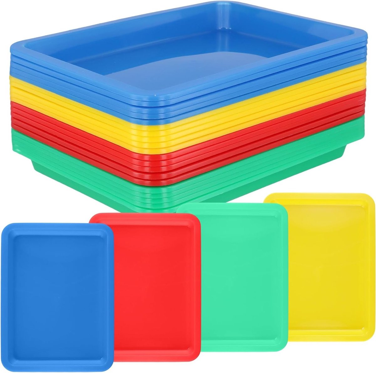 Set van 20 Kleurrijke Kunst Tablets met Activiteit Tray en Stapelbare Plastic Schalen, 24.5 x 18.5 x 2.2 cm, Perfect voor Creatieve Activiteiten en Knutselen