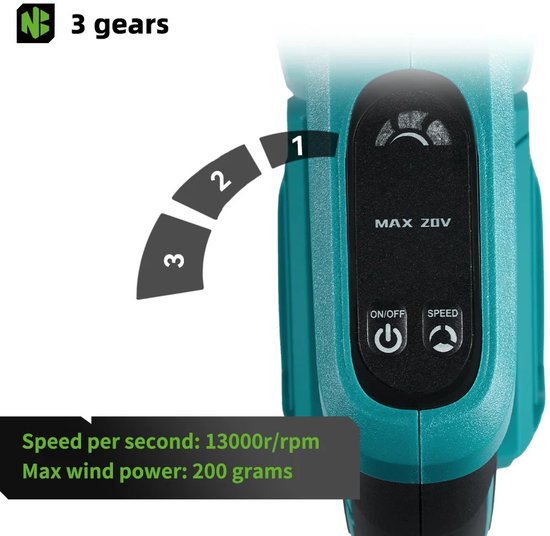 Innovastore Draadloze elektrische bladblazer - Bladblazer - Bladzuiger - Snoerloze bladblazer - Tuingereedschap - Incl 1 batterij — afbeelding 3