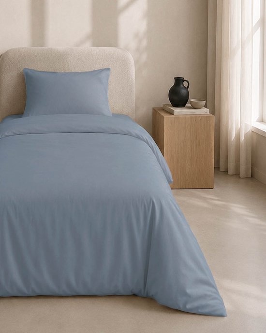 HOOMstyle Dekbedovertrek met kussenslopen - luxe micro Percale - dekbedovertrek - 140x220cm - 1 persoons - Denim Blauw van HOOMstyle — afbeelding 2