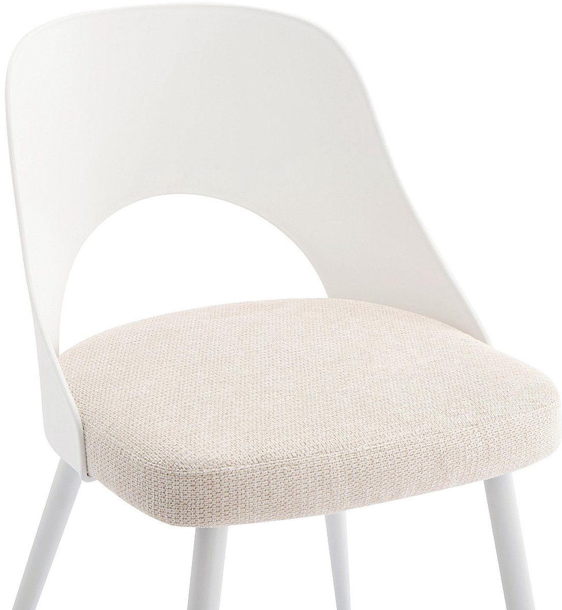 Vente-unique Set van 2 stoelen in polypropyleen, gestructureerd stof en metaal - Wit en beige IRELINA Beige, Wit