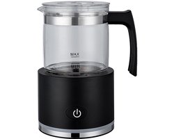 4-in-1 elektrische glazen melkopschuimer 600W met 500ml transparante glasbeker, voor romig schuim cappuccino en latte, geschikt voor thuiskeuken en thuiskoffiebar