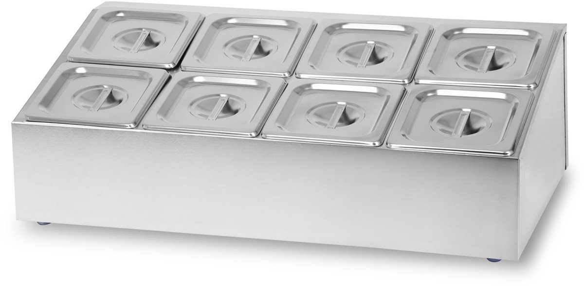 VERTES ingrediëntenbak 2 x 4 x 1/6 GN Gastronorm, roestvrij staal, 100 mm diep, hygiënisch, roestvrij, krasbestendig, temperatuurbestendig van -40° tot 300°C, geschikt voor bain-marie en veelzijdig gebruik in de horeca