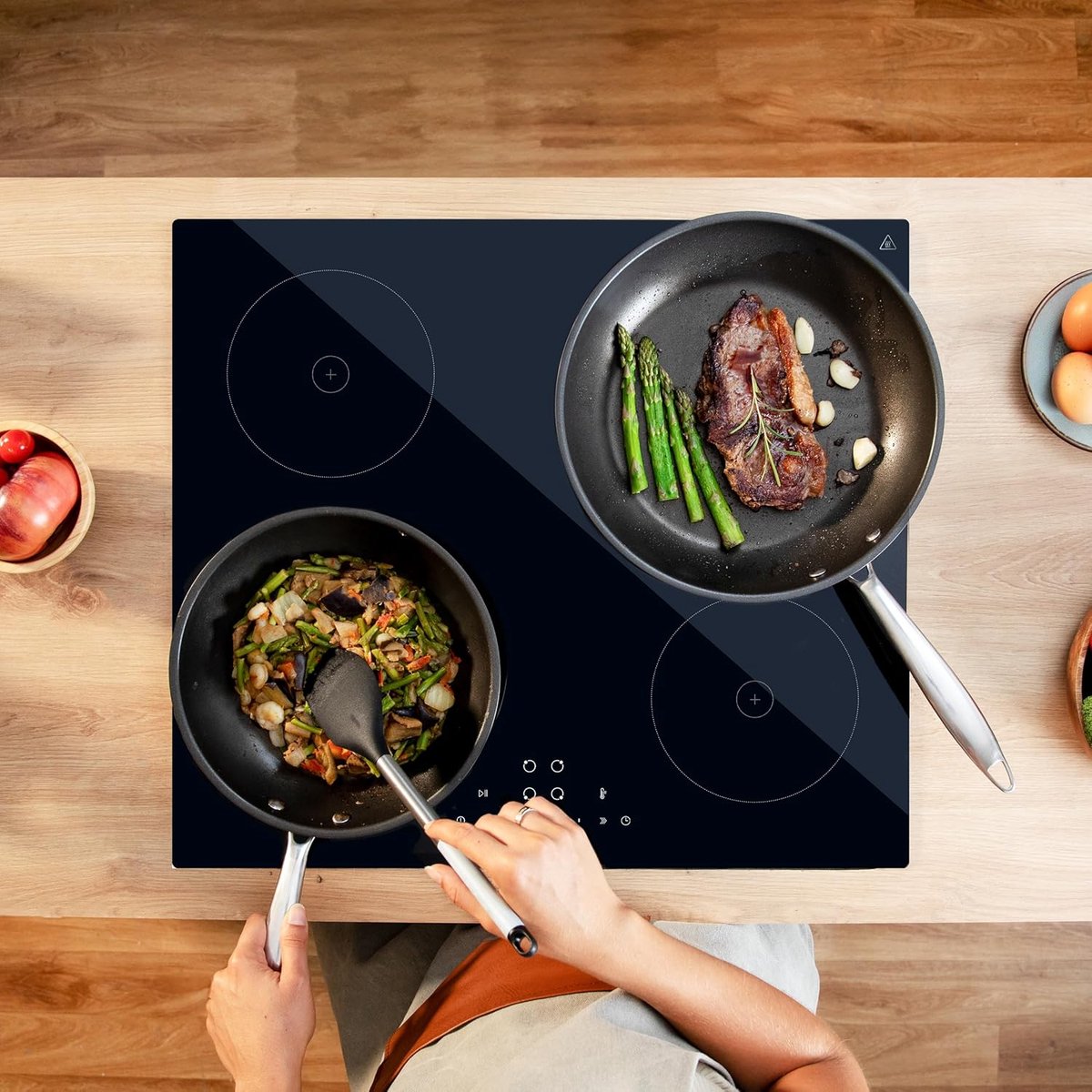 Inductie Kookplaat - Elektrische Kookplaat Kooktoestel - Snel Koken - 4 Kookzones - 7200 Watt - Zwart