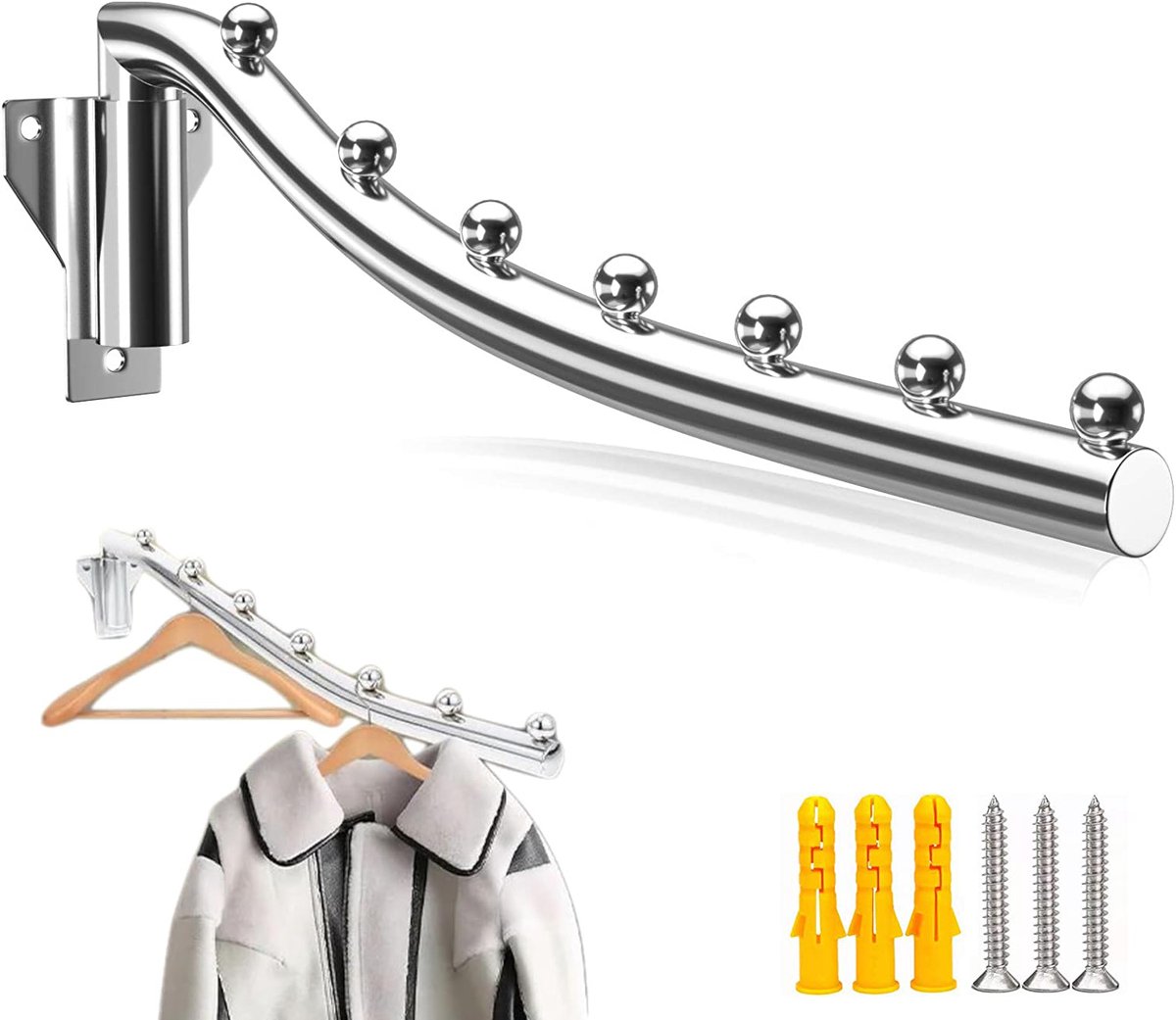 Opvouwbare Kledinghanger Voor Aan De Muur - Wasgoedhanger - Droogrek - Zwenkarm Kledingrek - Kledinghangerrek