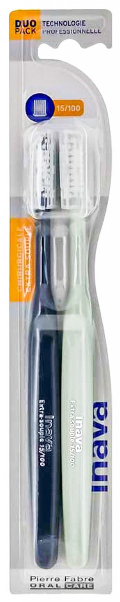 Inava Chirurgische Tandenborstel 15/100 Duo Pack (Kleur : Zwart en groen)