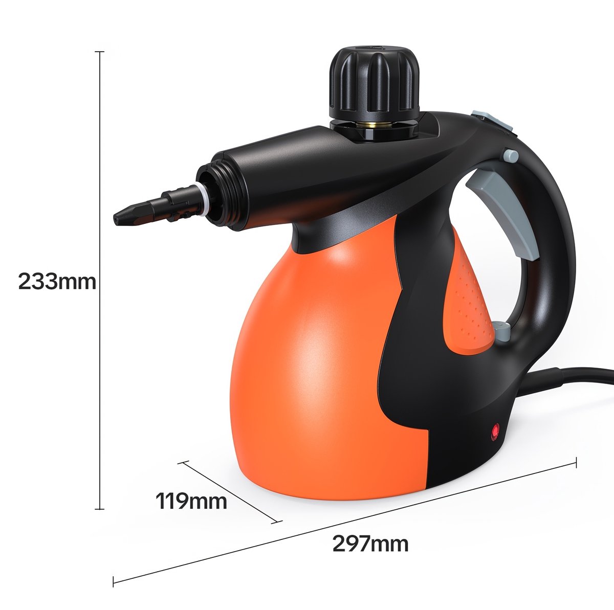 Lubluelu Handstoomreiniger – 1100W – Draagbare Stoomreiniger met kinderslot – 250ml - Krachtig Stoomapparaat - Handstomer – Vlekkenreiniger Voor Keuken, Bank & Meubels - Oranje-zwart