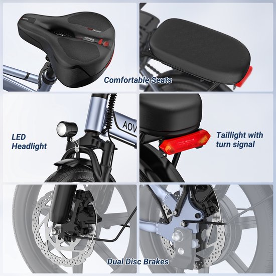 AOVOPRO E14 Fiets Elektrisch –Motor 250W – 25 km/u –Actieradius 30km –48V10.4Ah –14 Inch – App –Zwart — afbeelding 2