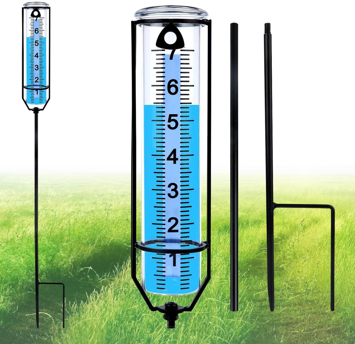 SnelShoppen - Vorstbestendige Regenmeter Voor Buiten, Verstelbare Hoogte Watermeter, Plastic Regenmeter voor Tuin en Gazon Decoratie