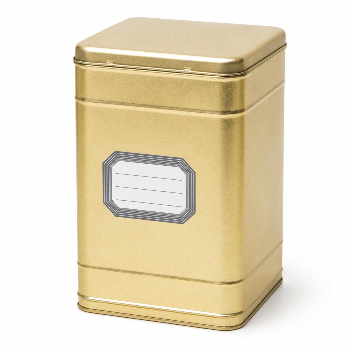 Bellatio Design opbergblik van metaal - bewaarblik - goud - 16 x 25 cm - met etiketten grijs van 8.2 x 5.5 cm