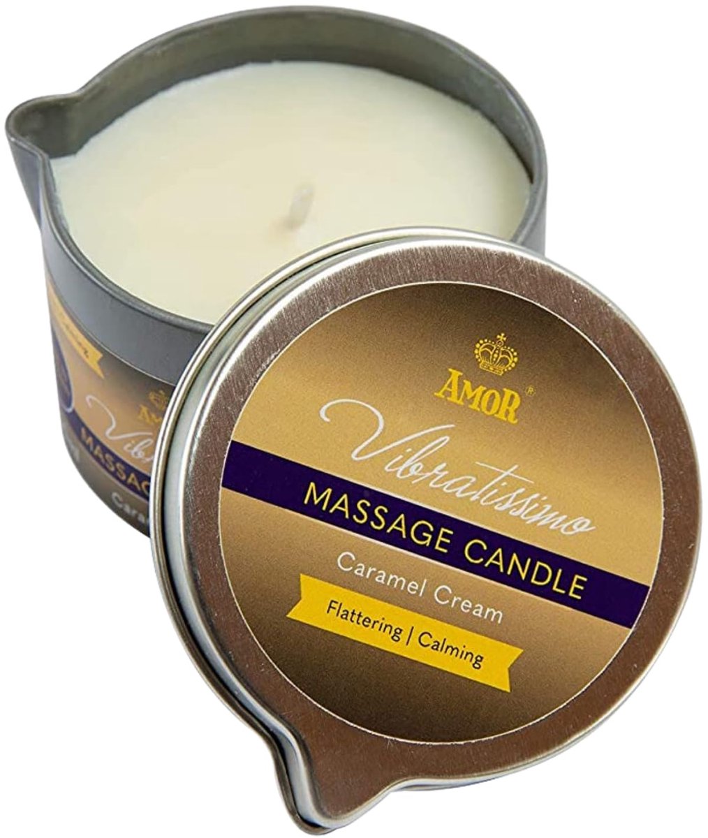 VIBRATISSIMO Massagekaars Caramel Cream 50ml I Kaars met karamelgeur I Kaars ontspanning I gemaakt van natuurlijke grondstoffen & met kokosolie I geschikt voor gevoelige huid I Massage Candle