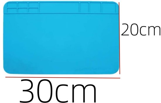2 stuks hittebestendige mat - las anti slip mat - siliconen hittebestendige mat - reparatie siliconen mat - met opbergvak- waterdicht- gemakkelijk schoon te maken - opberghulpmiddel - geschikt voor telefoonreparatie, werkbank, lassen (blauw, 30*20cm) — afbeelding 2