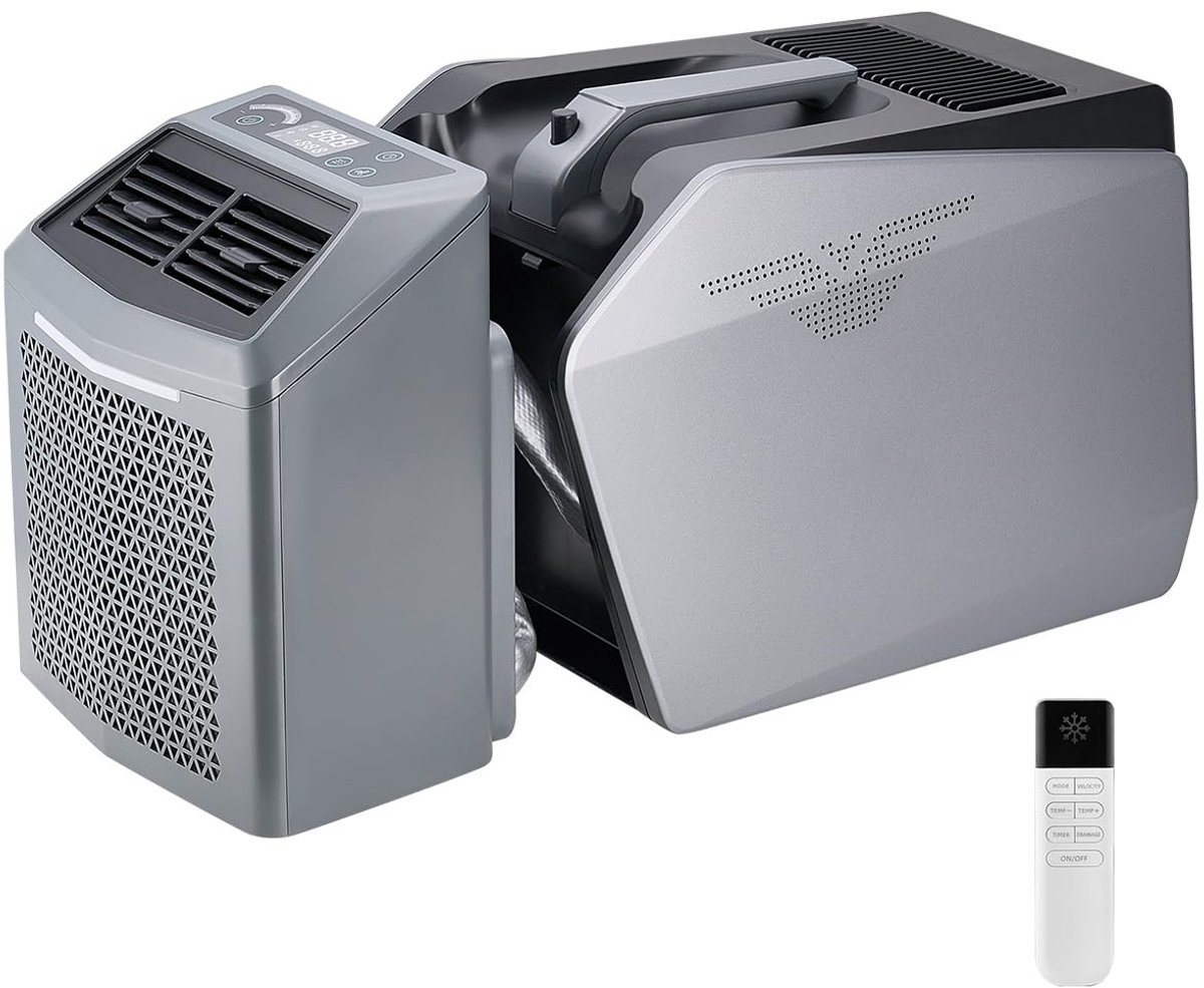 SnelShoppen - Draagbare airconditioner 1,46 kW·h met 3 snelheden, 24 uur timer, instelbaar van 16-32 °C, AC/DC compatibel voor camping, tent, camper e