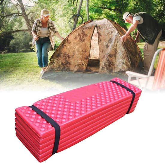 Opvouwbare Slaapmat - Kampeer Kussen - Buiten Slapen - Verdikt Eierkrat Design - 350 Gram - Rood Zwart — afbeelding 2