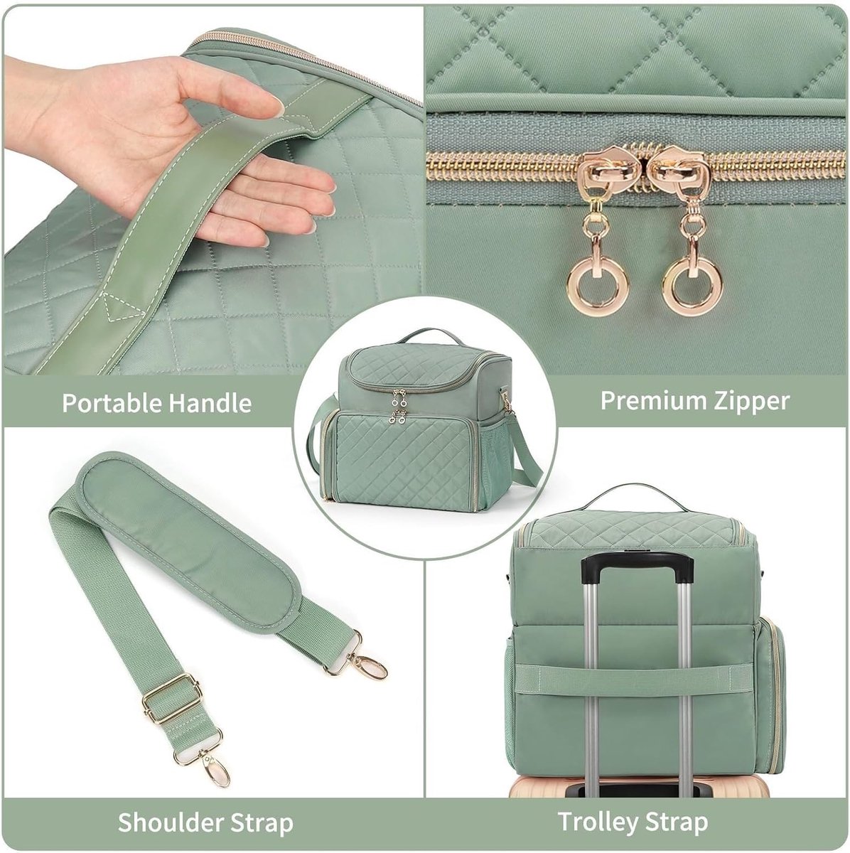 Nagellak Organizer Koffer - Opbergtas Nagelbenodigdheden - Nagelstyling Onderweg - Dubbellaags Ontwerp - 34 x 23 x 33 cm - Groen