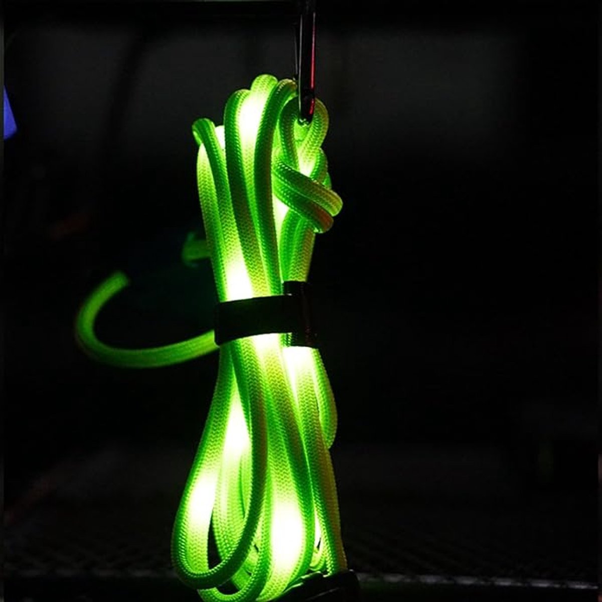 Tentkoord - Scheerlijn - Tent Scheerlijn - wandeltouw - met LED - verlicht - Reflecterende Scheerlijnen - Tentuitrusting - kampeeraccessoire - tentverlichting - Tentkoord voor Luifel en Tent - Fluorescerend groen - 3m