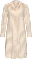Pastunette - Nachthemd - Softness - Doorknoop - Velours Fleece - Beige/Wit - Gestreept - Maat 40