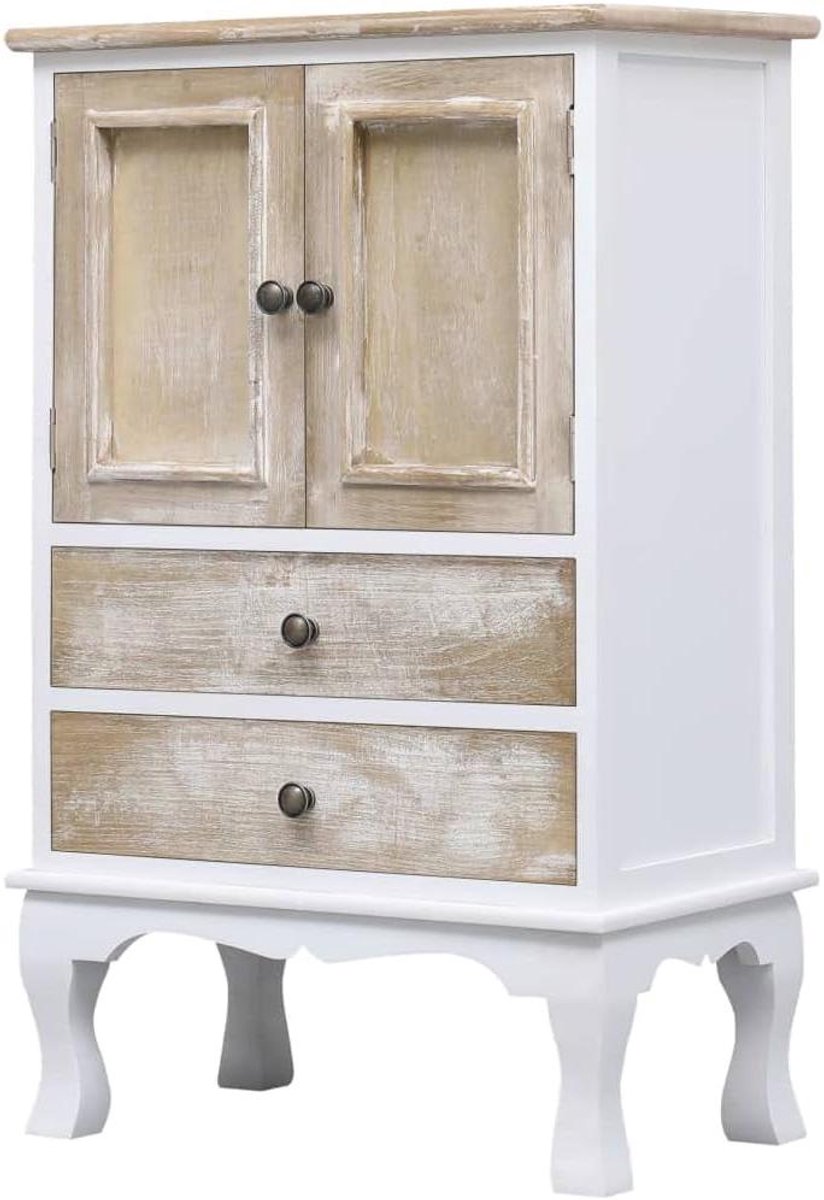 Ladekast Hout - Commode Kast - Opbergen Spullen - 2 Laden 2 Deuren - 50x30x80 cm - Wit