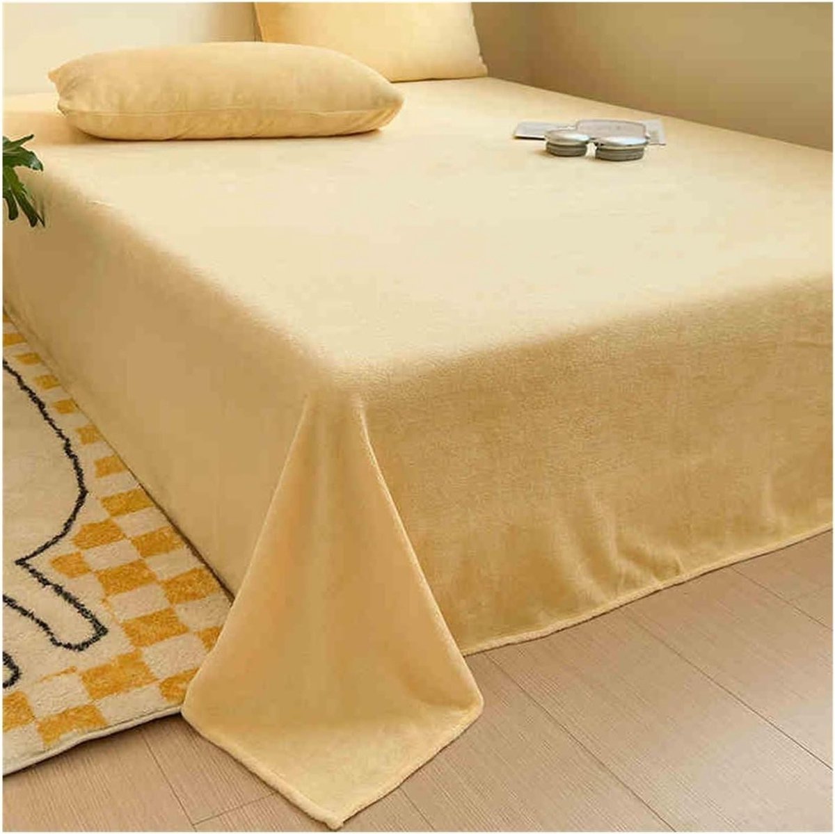 Warm Onderlaken - Fleece Laken - Warm Slapen - Pluche Zacht - 160x230cm - Geel