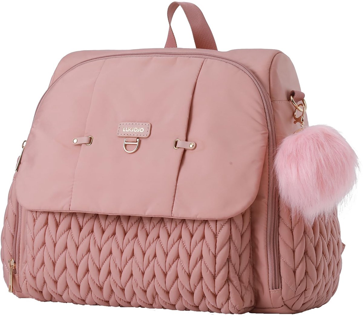 SnelShoppen - LUKJOJO Leila Luiertas Rugzak M, Stoffige Roos, Ruime Luiertas Rugzak voor Baby's, Waterdicht, Comfortabel, Perfect voor Dagelijkse Uitj
