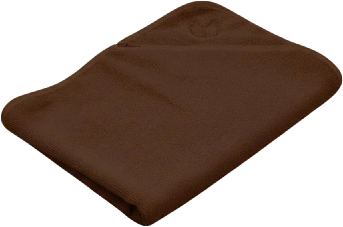 Cabau – Bloom Towel – Chocolate Brown – Zachte Sporthanddoek van 100% Katoen – Sneldrogend & Absorberend met Ritsvakje – Voor Yoga, Pilates & Elke Workout – 80x40 cm