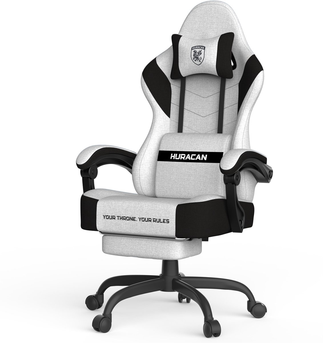 Arvioo LW710 Gaming Stoel - Voetensteun - Massage lendenkussen - Technische stof - Wit