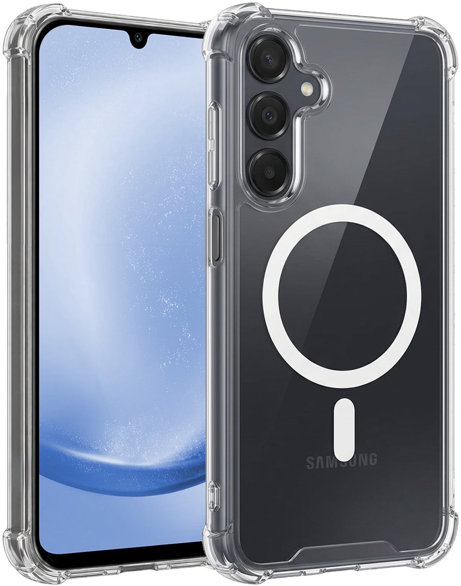 Hoesje - Geschikt voor Samsung Galaxy A25 - Magsafe Compatible - Sterk & Shockproof - Back Cover - Telefoon Hoes Shockproof - Shock Proof Case - Telefoonhoes - Transparant