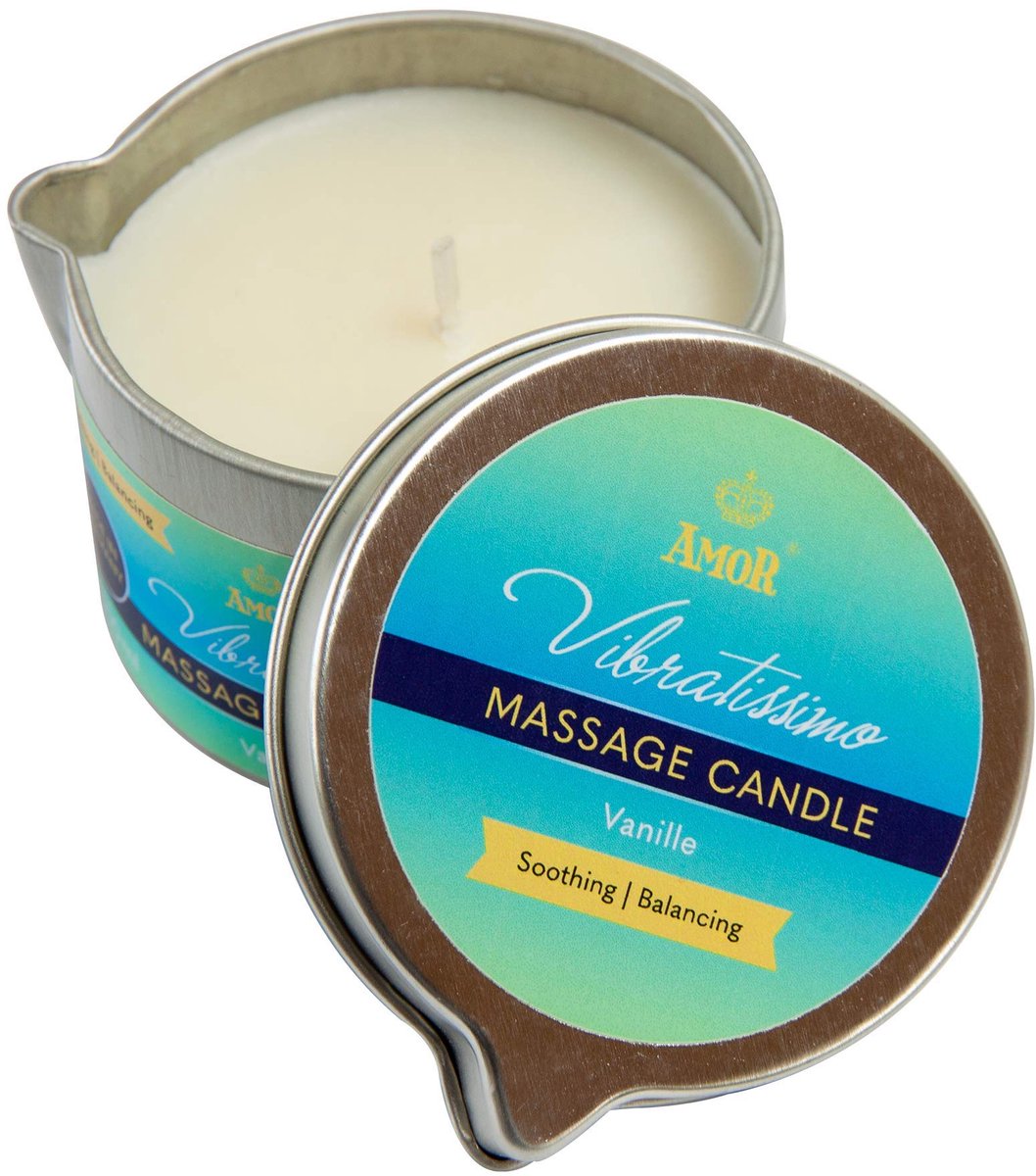 VIBRATISSIMO Massagekaars Vanille 100ml I Kaars met Vanillegeur I Kaars Ontspanning I gemaakt van natuurlijke grondstoffen & met kokosolie I geschikt voor de gevoelige huid I Massage Candle