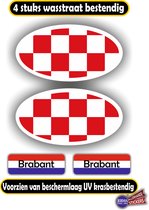 Jerma - Prov. Brabant vlag - auto sticker - 2x ovaal 13x7 cm - 2st 7x2.5 cm - Vinyl - zelfklevend