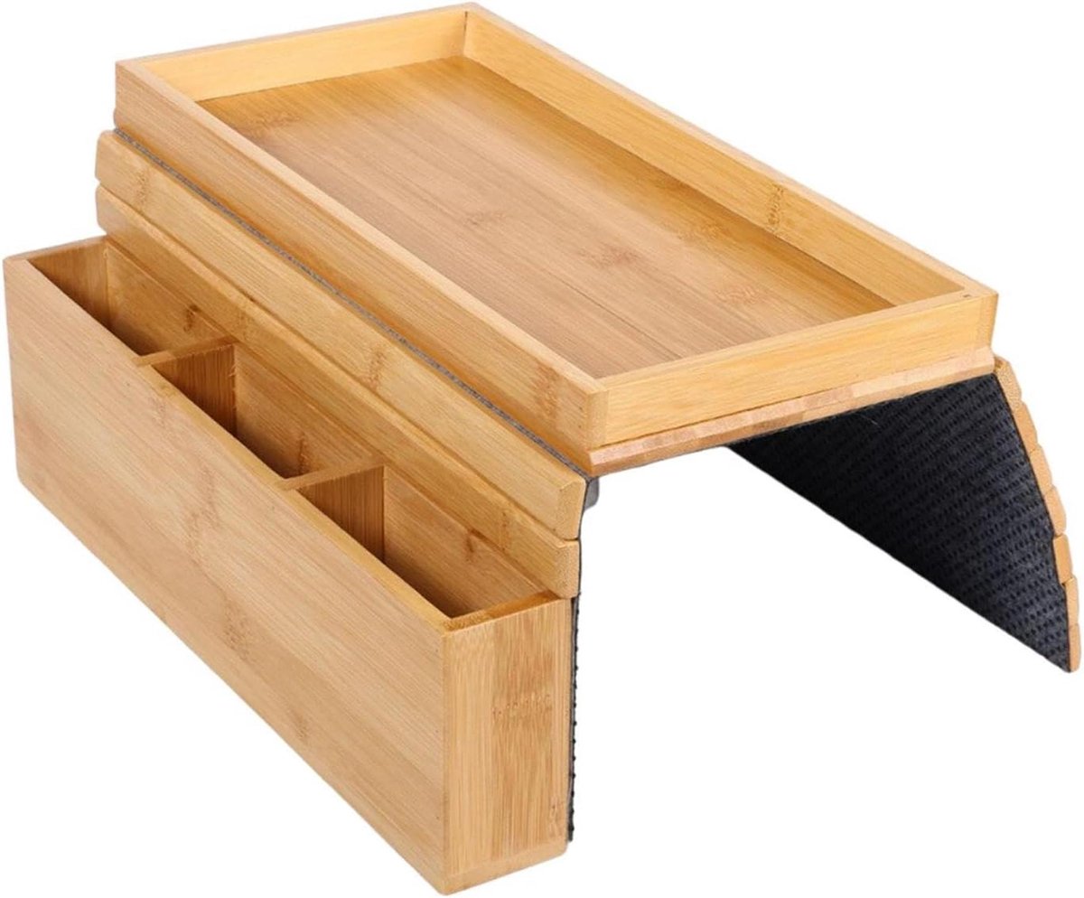 Sofa Armleuning Tafeltje - Bank Tafel - Woonkamer Organisatie - Antislip Viltbasis - 46.3x33.4x5cm - Houtkleur