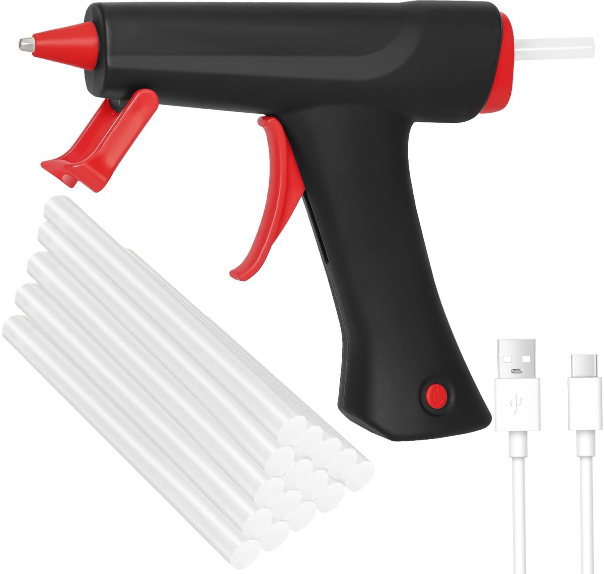 SnelShoppen - Draadloos Lijmpistool met Snelle Opwarming, Oplaadbaar USB-C, Inclusief 15 Lijmsticks, Perfect voor Knutselen, Decoratie, en Creatieve P
