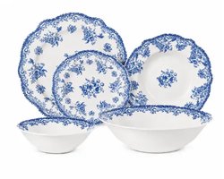 Vintage Serviesset - 25-delig - voor 6 personen - Blauw
