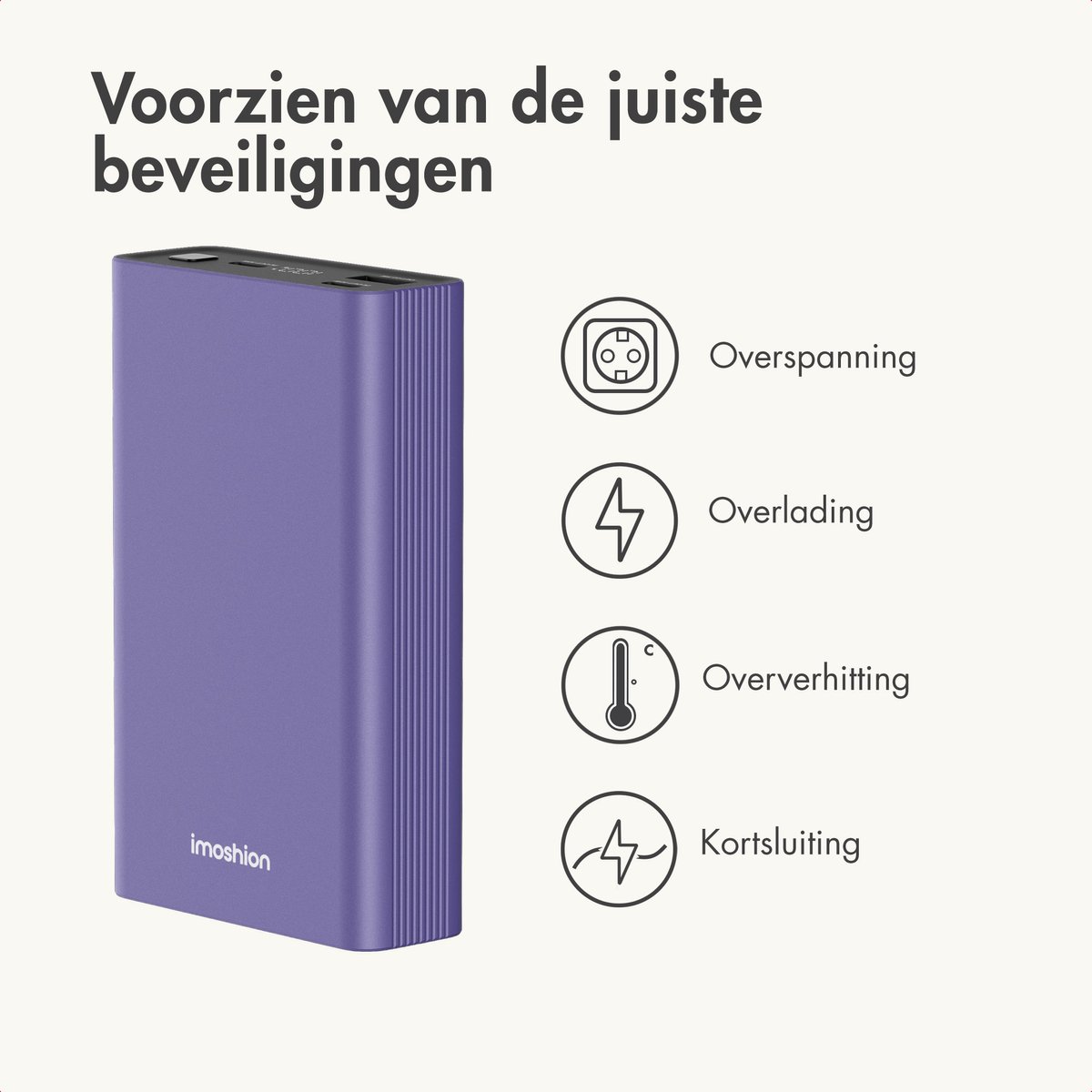 imoshion® Powerbank 20000 mAh - 30W Ultra Snellader - 4x Smartphone Opladen - USB C / USB A - Powerbanks - Universeel - Quick Charge 3.0 en Power Delivery — cadeau in Telefoon & Tablet - foto 5